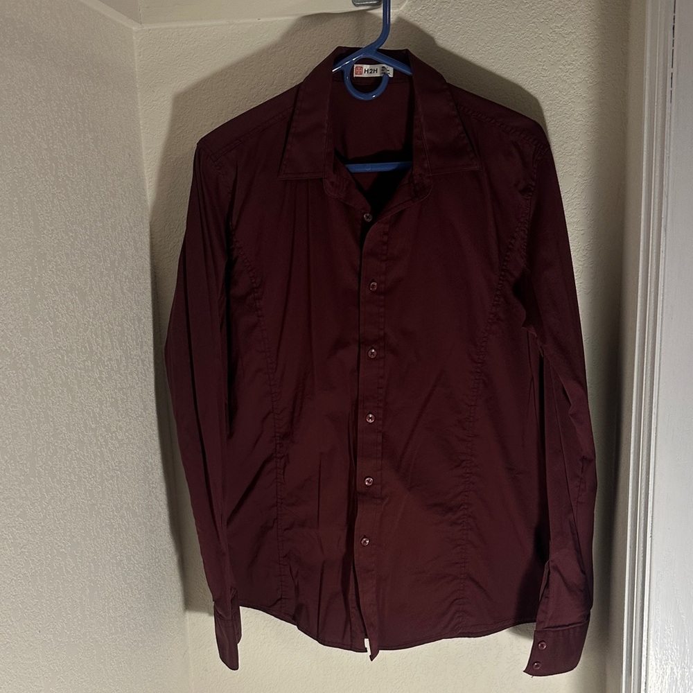 Men's Burgundy Dress Shirt
